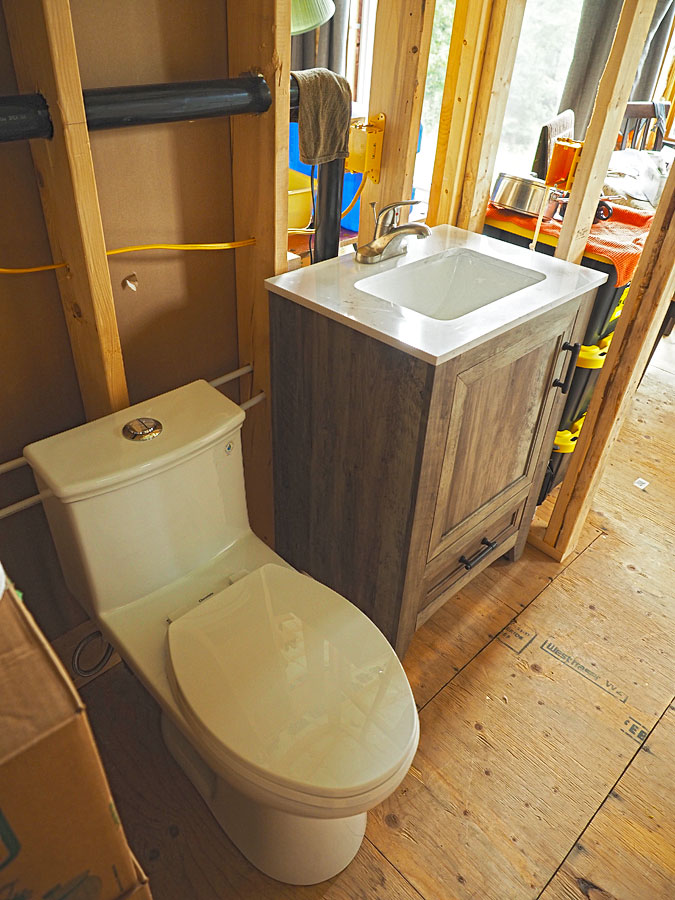 Toilet and bathroom sink.